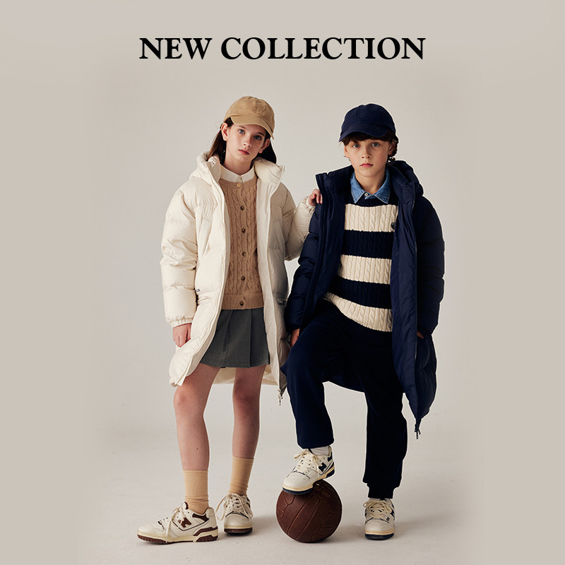 【鹅绒】eland kids衣恋童装男童女童羽绒服冬款连帽中长款外套,淘宝优惠券,粉丝福利购,淘宝优惠卷