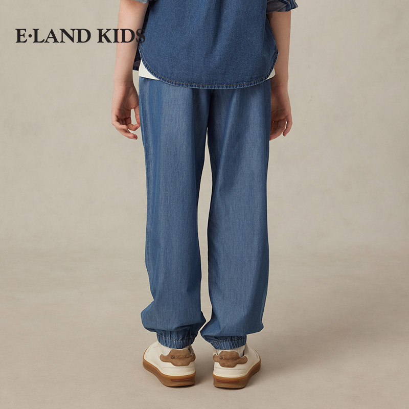 eland kids衣恋童装男童牛仔裤2025年夏新品松紧腰束脚裤休闲长裤,淘宝优惠券,粉丝福利购,淘宝优惠卷