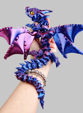 3D打印双角飞龙模型玩具摆件