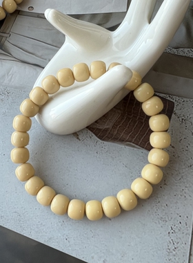 天然原矿100%金膏玉配饰桶珠手串