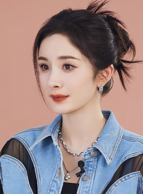 蓝色蚊香盘耳夹女新款港风