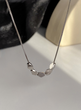 银色几何方块项链女高级感