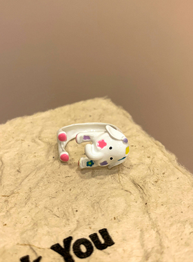 可爱卡通小象小狗戒指独特