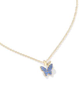 蓝色蝴蝶吊坠项链女高级感