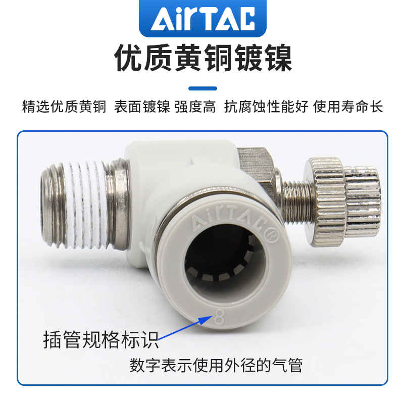 亚德客气动调速阀可调气管接头气缸节流阀ASL/PSL4 6 8-M5/01/023 - 图1