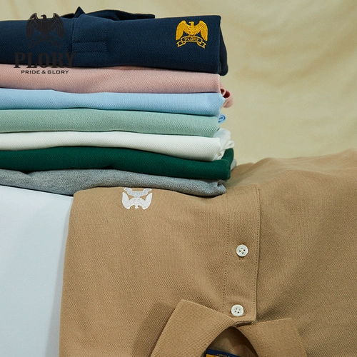 Летняя однотонная хлопковая футболка polo, с вышивкой, короткий рукав, свободный крой