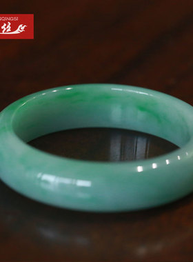 绾青丝冰糯种正圈带证书玉镯子