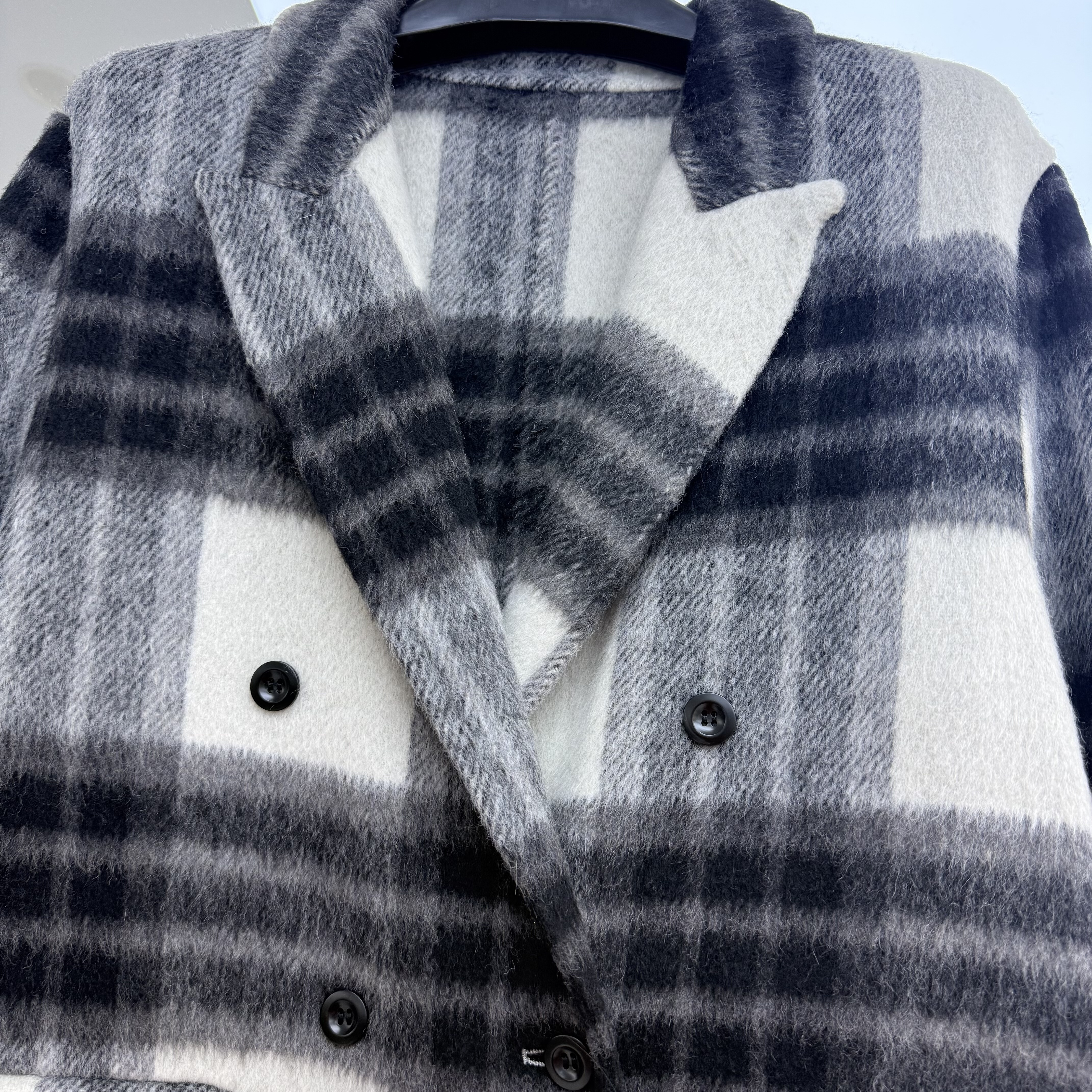 韩国东大门2025年冬宽松双面羊毛呢子格子格纹中长款大衣外套女,淘宝优惠券,粉丝福利购,淘宝优惠卷