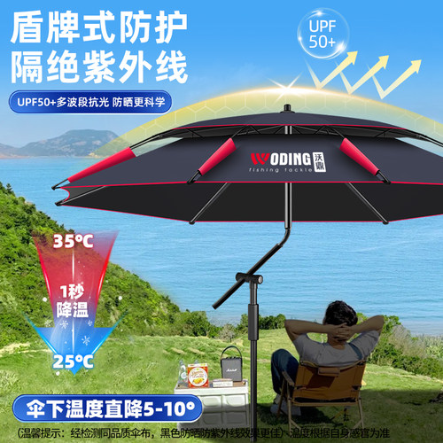 沃鼎新型钓鱼伞大钓伞户外遮阳专用雨伞2026新款加厚防晒雨拐杖伞 - 图1