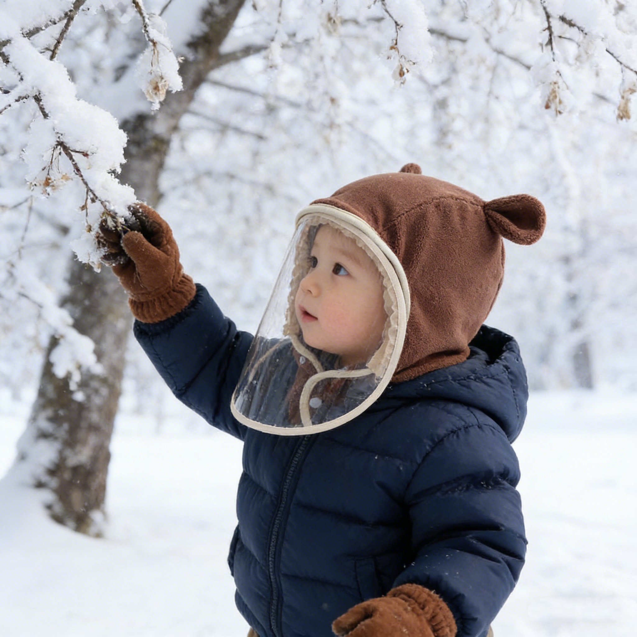 宝宝帽子秋冬季围巾一体帽防风面罩防飞沫婴儿抗寒防护小熊儿童冬,淘宝优惠券,粉丝福利购,淘宝优惠卷