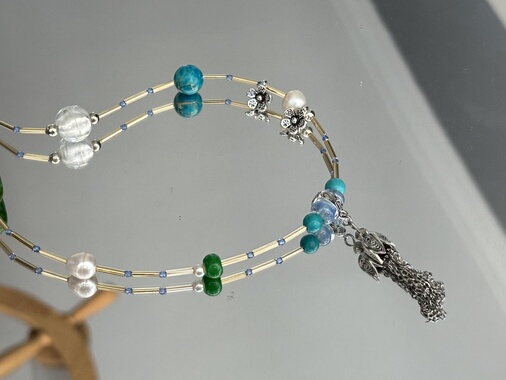 原创设计天然石项链女小众高级感多宝毛衣链独仅一条