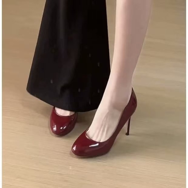 法式酒红色圆头高跟鞋女玛丽珍鞋女性感绝美2026年晚风配裙子单鞋,淘宝优惠券,粉丝福利购,淘宝优惠卷