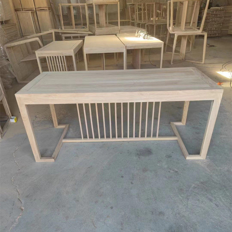 新中式平面茶桌椅组合白茬北榆木茶台喝茶桌整装全实木书法桌画案,淘宝优惠券,粉丝福利购,淘宝优惠卷