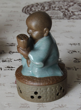 陶瓷汝窑许愿小僧和尚香炉