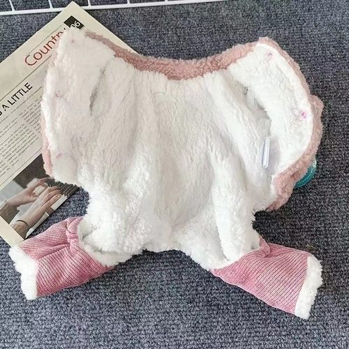 狗狗衣服宠物猫咪冬季加厚保暖棉衣四脚可爱牵引泰迪博美比熊小狗 - 图2