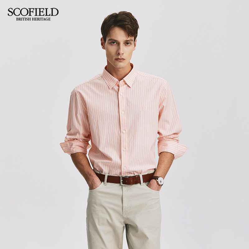 【纯棉】SCOFIELD男装24年春季新款商务通勤休闲时尚条纹长袖衬衫,淘宝优惠券,粉丝福利购,淘宝优惠卷