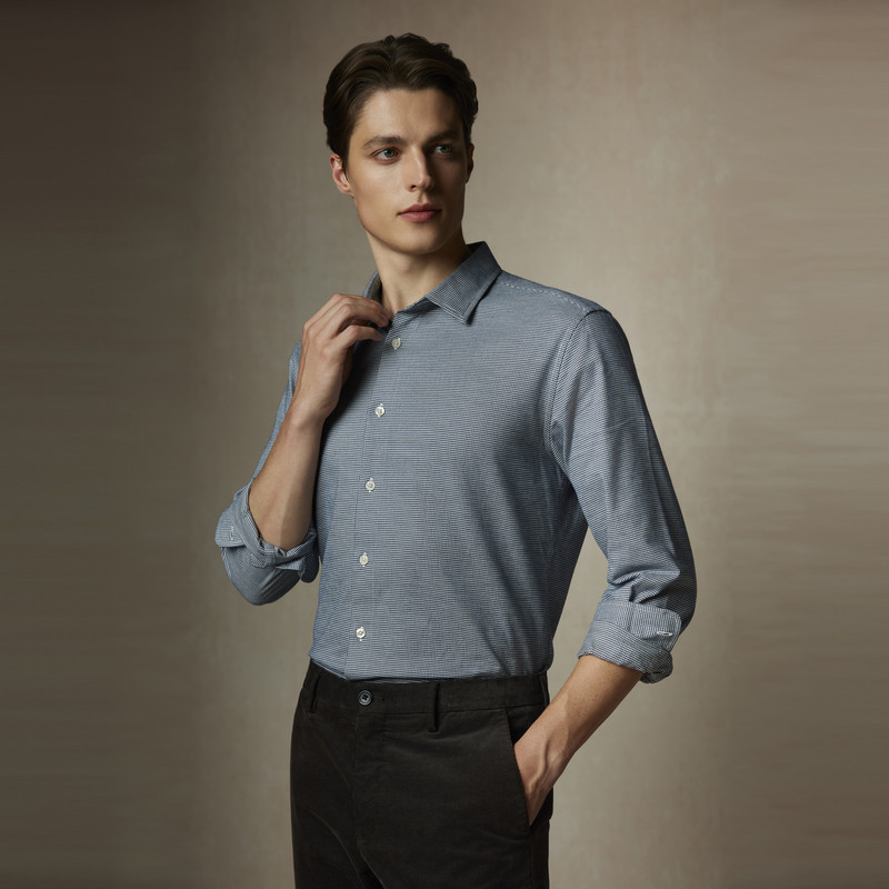 【新疆棉】SCOFIELD男士24年秋季新款千鸟格时尚休闲商务长袖衬衫