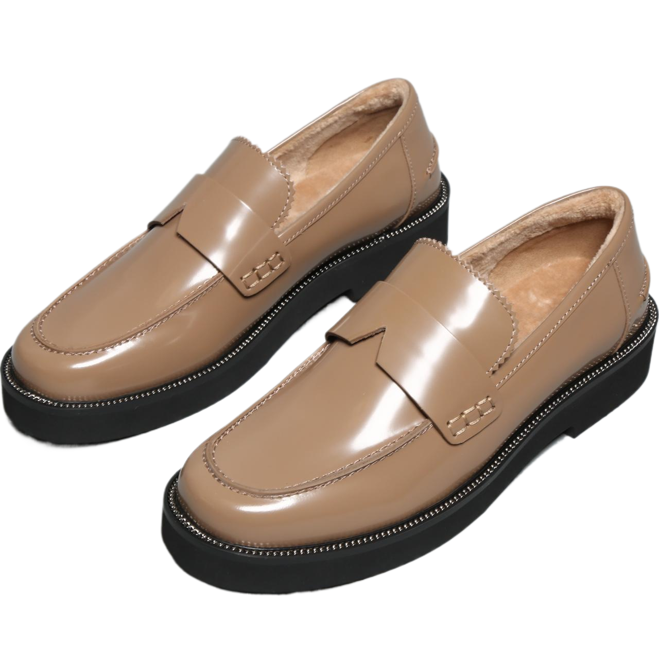 巴黎 保暖内加绒开珠边皮泡化鞋底鞋乐福鞋豆豆鞋女鞋单鞋,淘宝优惠券,粉丝福利购,淘宝优惠卷