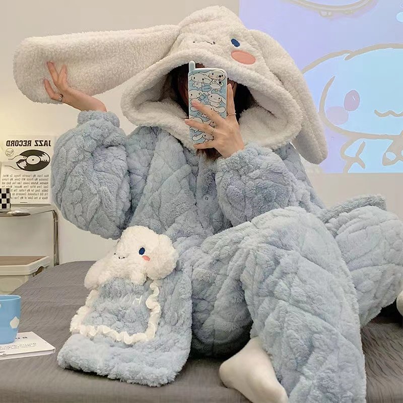 睡衣女冬季珊瑚绒三层夹棉加厚加绒可爱卡通法兰绒保暖家居服套装,淘宝优惠券,粉丝福利购,淘宝优惠卷