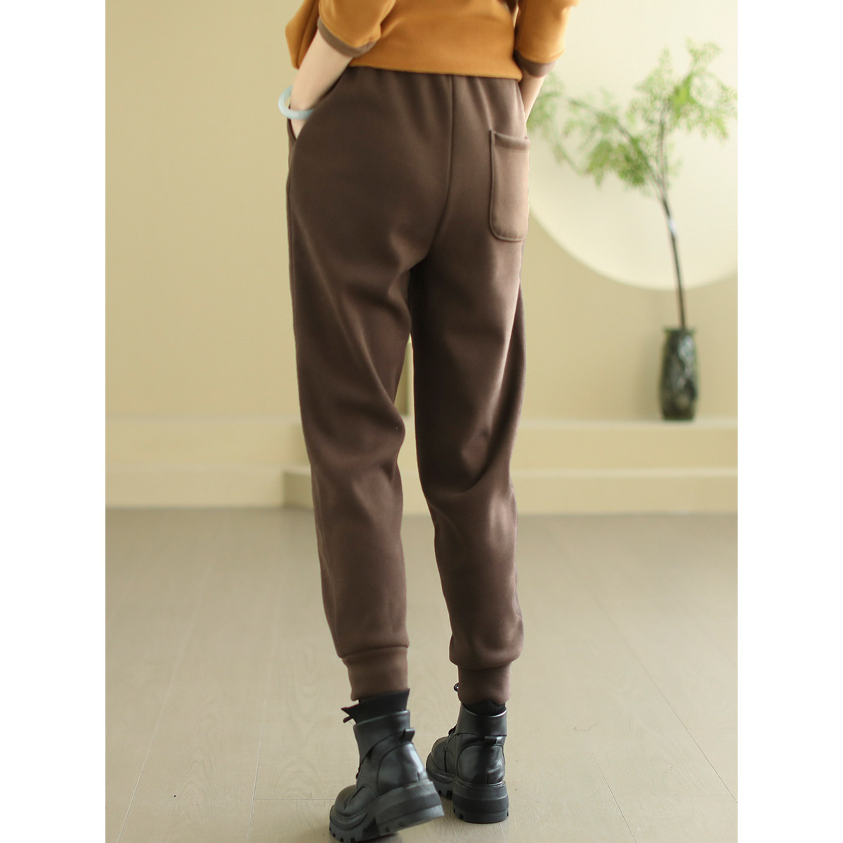 代勒原创冬装新款奥利绒加厚休闲裤女宽松紧腰萝卜裤纯色哈伦裤,淘宝优惠券,粉丝福利购,淘宝优惠卷