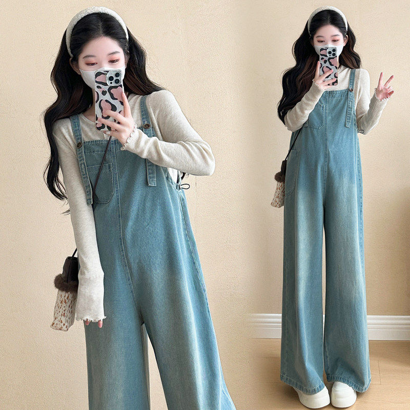 孕妇春装套装2026新款洋气时髦孕期穿搭上衣牛仔背带裤春秋两件套,淘宝优惠券,粉丝福利购,淘宝优惠卷