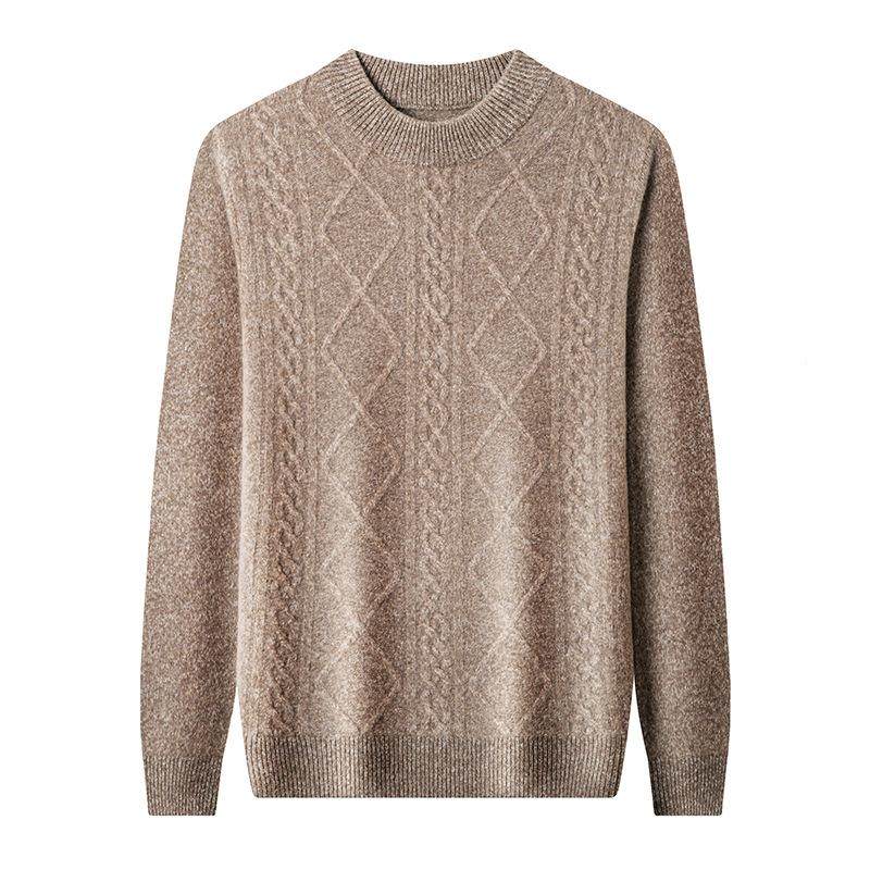 秋24063-YA冬加休厚男士圆领羊毛衫中绒年扭织花毛衣羊衫闲针打底,淘宝优惠券,粉丝福利购,淘宝优惠卷