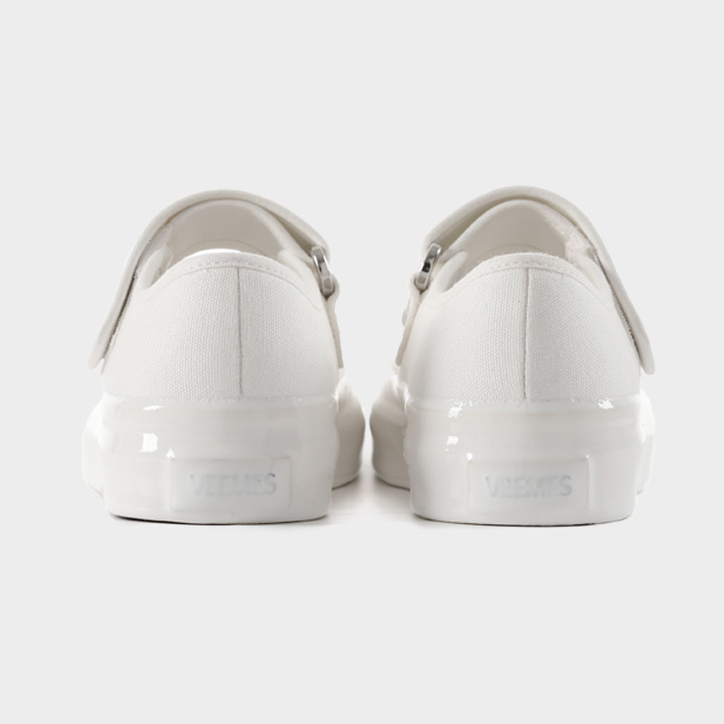 VEEMES夏季白色厚底增高浅口帆布鞋女 玛丽珍小白鞋复古平底女鞋,淘宝优惠券,粉丝福利购,淘宝优惠卷