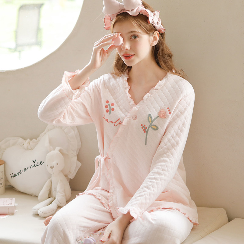 家时光月子服秋冬季产后10月份睡衣 家时光家居服套装