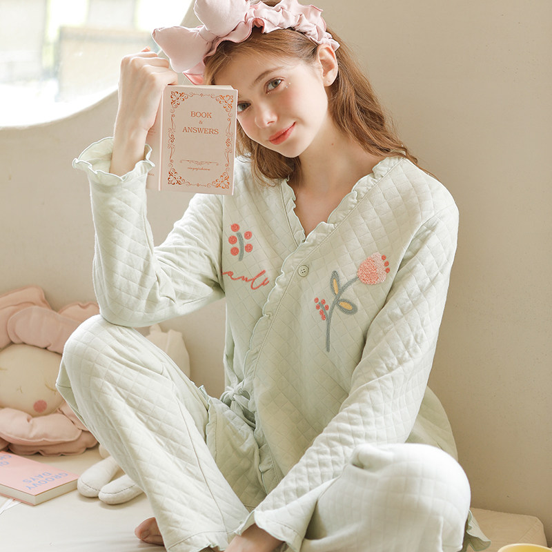 家时光月子服秋冬季产后10月份睡衣 家时光家居服套装