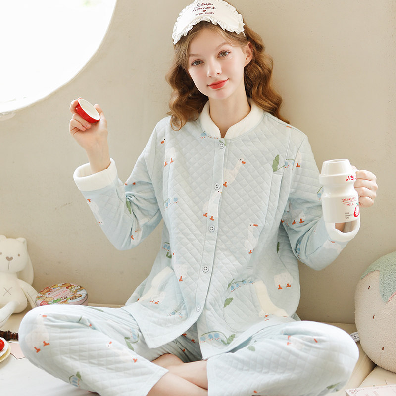 家时光月子服夏季产后纱布纯棉睡衣 家时光家居服套装