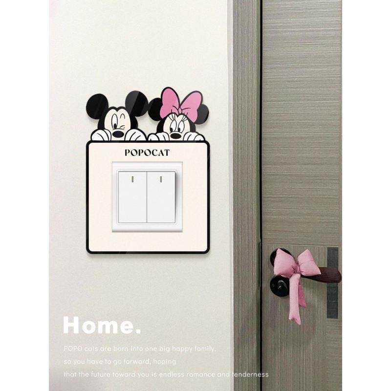 可爱米奇开关贴现代简约家用开关边框套高级感插座装饰墙贴保护套 - 图2