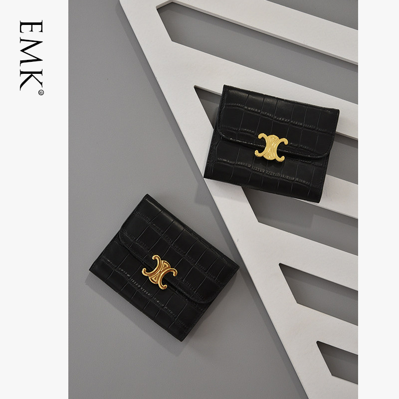 真皮正品小众设计新款三折小钱包 酷玩子弟箱包钱包