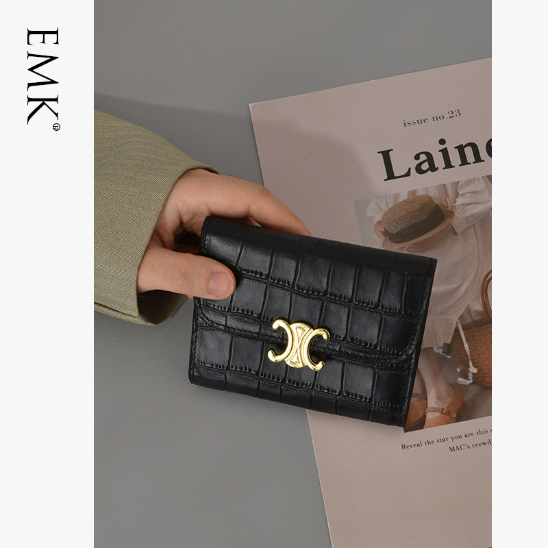 真皮正品小众设计新款三折小钱包 酷玩子弟箱包钱包