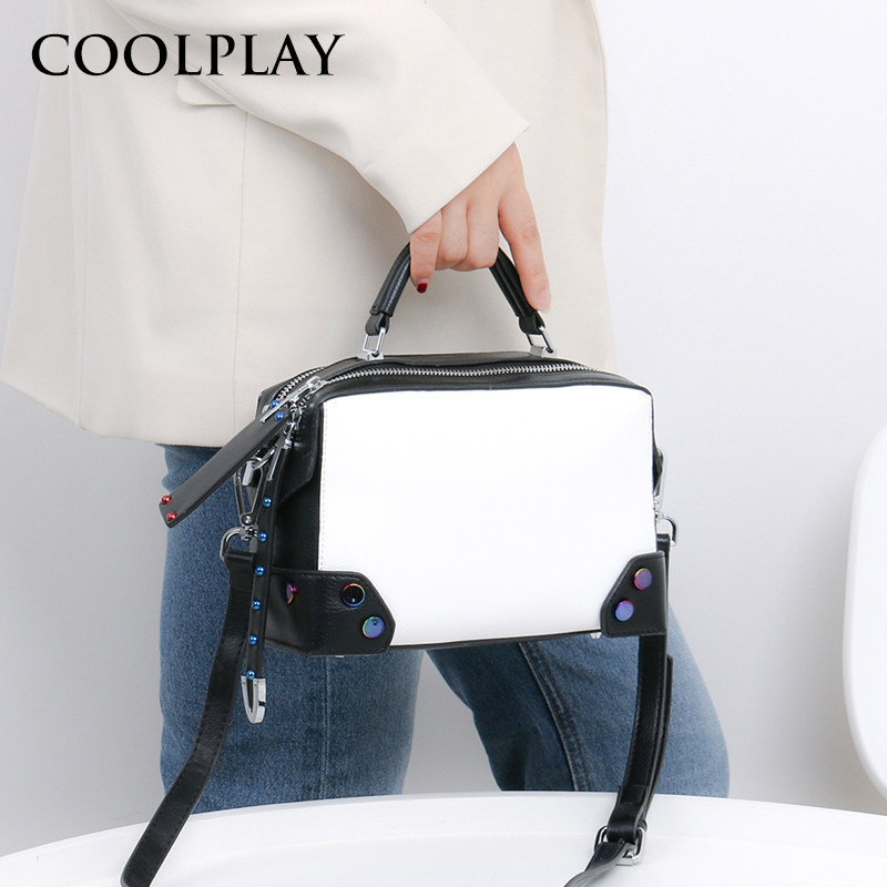 新款2020软皮撞色女百搭潮波士顿包 酷玩子弟箱包女士包袋