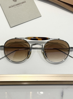手工高版JMM Dasan板材双梁β钛金属圆框飞行员太阳镜渐变色墨镜