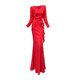 Long dress, elegant fishtail dress, red dress for women