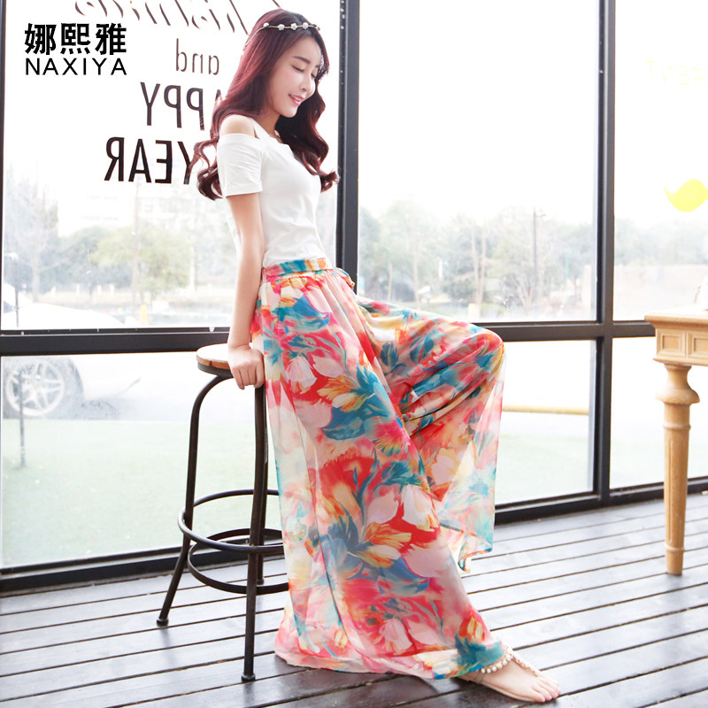 2020夏装新款女波西米亚夏雪纺裙裤 娜熙雅休闲裤
