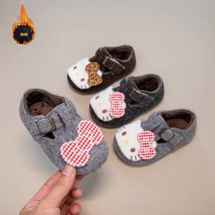 女童猫咪毛毛鞋2025冬季新款卡通女童保暖勃肯鞋儿童百搭豆豆棉鞋,淘宝优惠券,粉丝福利购,淘宝优惠卷