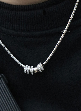 钛钢钛钢男女通用钻环拼接项链