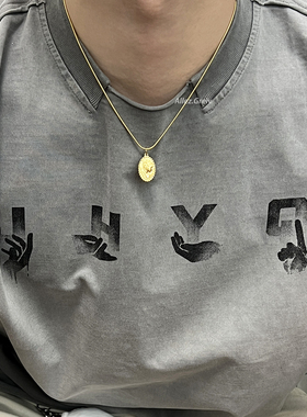 钛钢项链男款金色复古小众设计