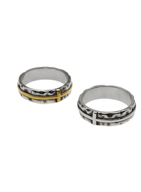 欧美复古做旧十字钛钢戒指