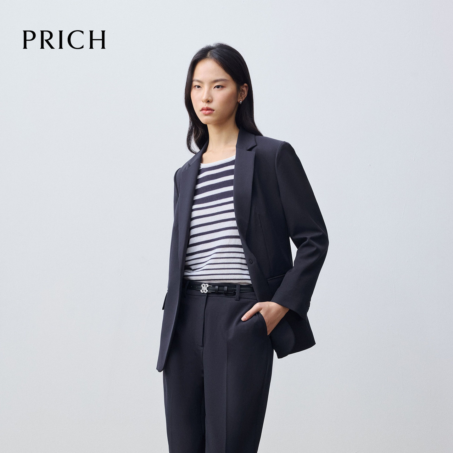 PRICH简约高智感平驳领收腰西装套装2026春季新款干练通勤外套女
