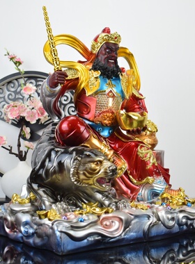 树脂骑虎武财神赵公明供奉客厅家用招财赵元帅神像财神爷佛像摆件