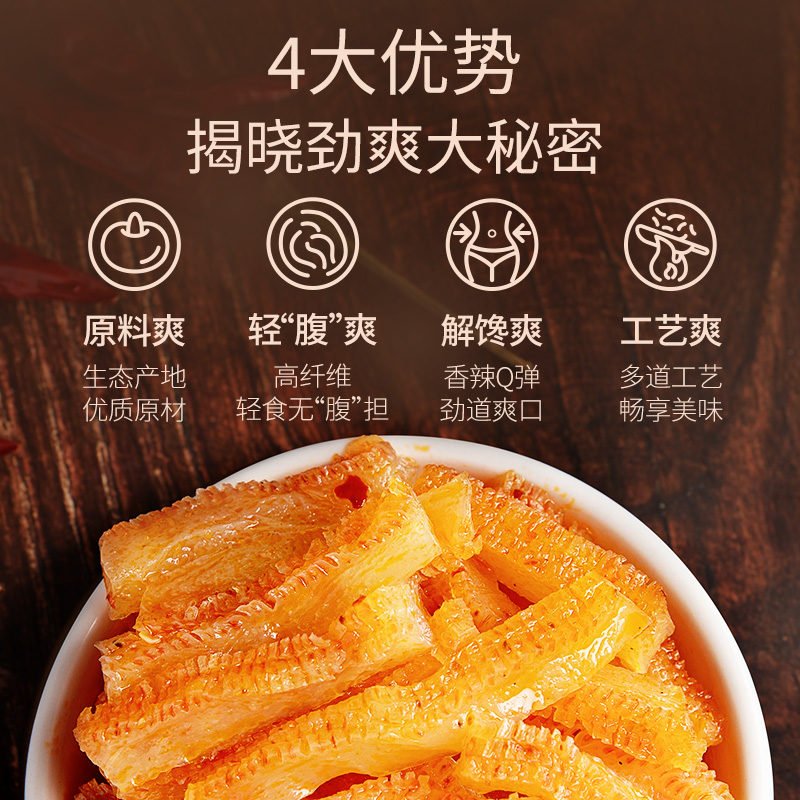 盐津铺子魔芋丝素毛肚辣爽零食休闲小吃食品 - 图0