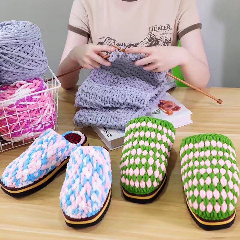 3.3两大团冰条线粗毛线团手工diy材料勾鞋坐垫钩拖鞋男女编织围巾_虎窝淘