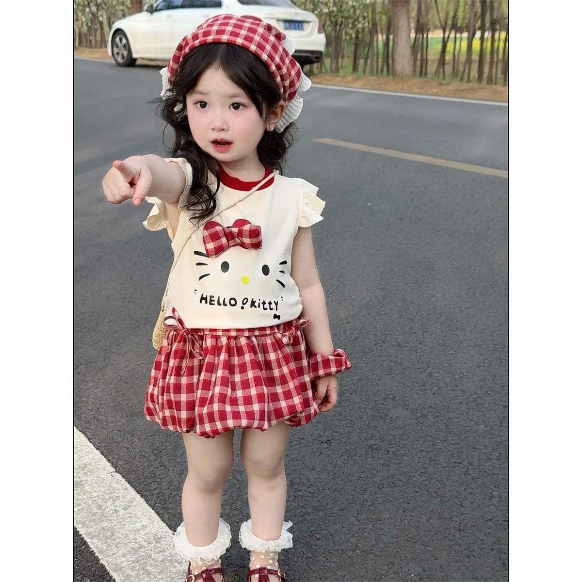 咸xia7650七女童柠卡通装女宝宝洋半气可爱上衣格子身套裙套装,淘宝优惠券,粉丝福利购,淘宝优惠卷