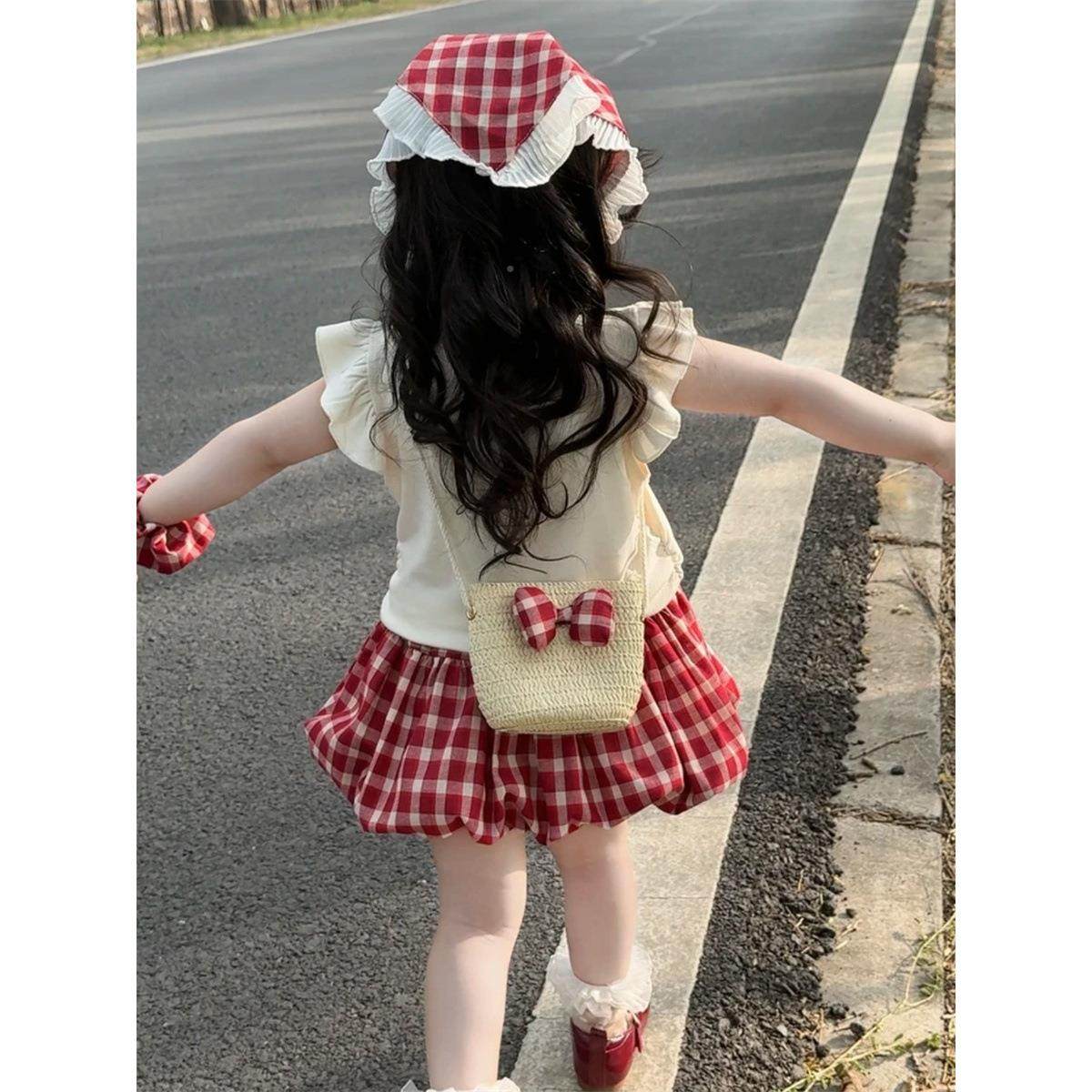 咸xia7650七女童柠卡通装女宝宝洋半气可爱上衣格子身套裙套装,淘宝优惠券,粉丝福利购,淘宝优惠卷