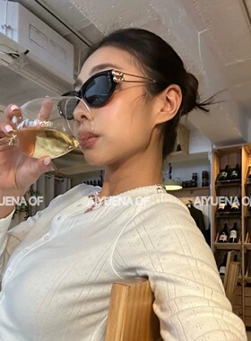 Jennie同款金属架椭圆猫眼墨镜