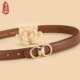 First-layer cowhide leather belt for women, genuine leather, fashionable design belt, thin skirt, jeans belt, brown niche, versatile