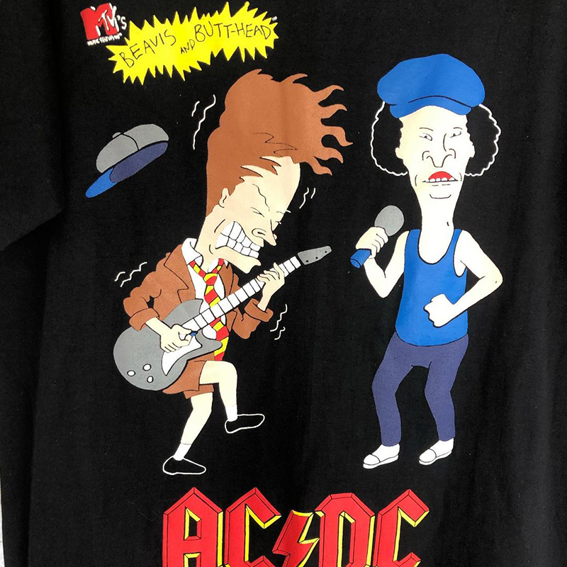 Beavis and Butthead欧美街头瘪四与大头蛋ACDC宽松vibe风短袖T恤 - 图0